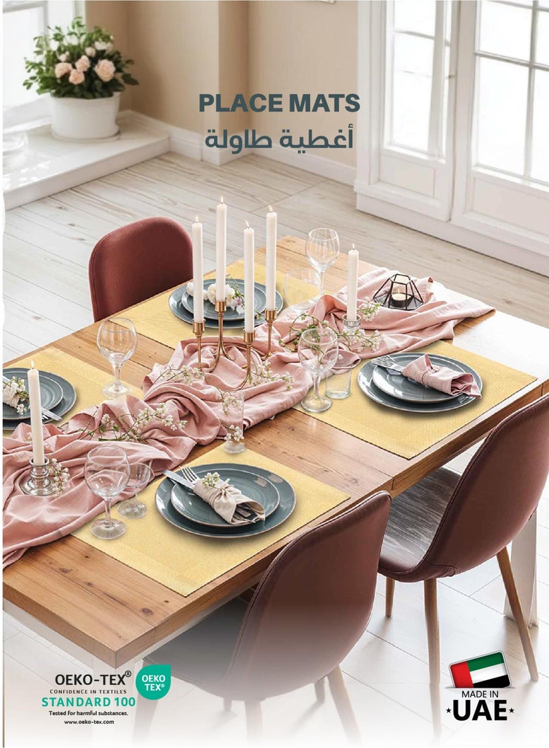 REST Placemats Set of 6 Heat Resistant Place Mats Washable PVC Table Mats Woven Vinyl Plastic Placemats for Dining Table Non-Slip Stain Resistant Kitchen Table Placemats Easy to Clean Beige - Image 1